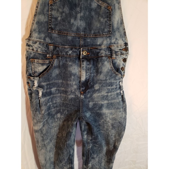 Women's Highway Distressed Tie Dye Jean Overalls Size 11 - Picture 3 of 6